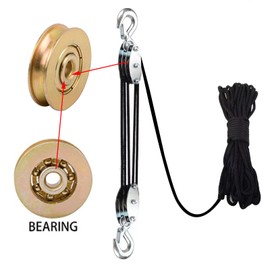 XSTRAP STANDARD Heavy-Duty 2,000 LB Breaking Strength 50 FT Rope Hoist, Metal Wheels Bearing Structure, 1000 LB Work Load Block and Tackle Pulley System for Lifting Heavy Objects, with 2pcs Soft Loops