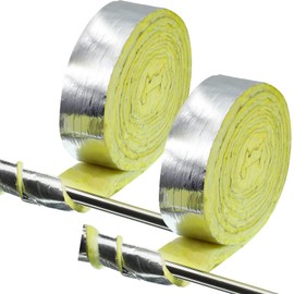 Fiberglass Pipe Insulation Foil Backed Fiberglass Pipe Insulation Wrap for Outdoor Indoor Pipe Insulation Wrap Freezing Weather (4 Pcs)