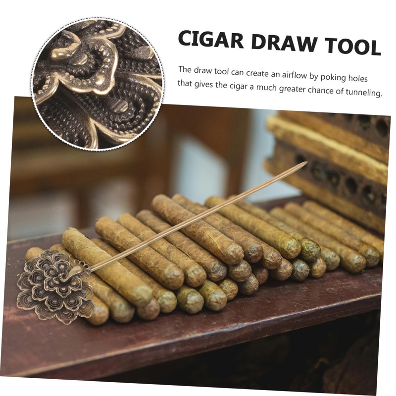 FOMIYES 4pcs Cigar Draw Enhancer Tool Handheld Cigar Punch Peacock