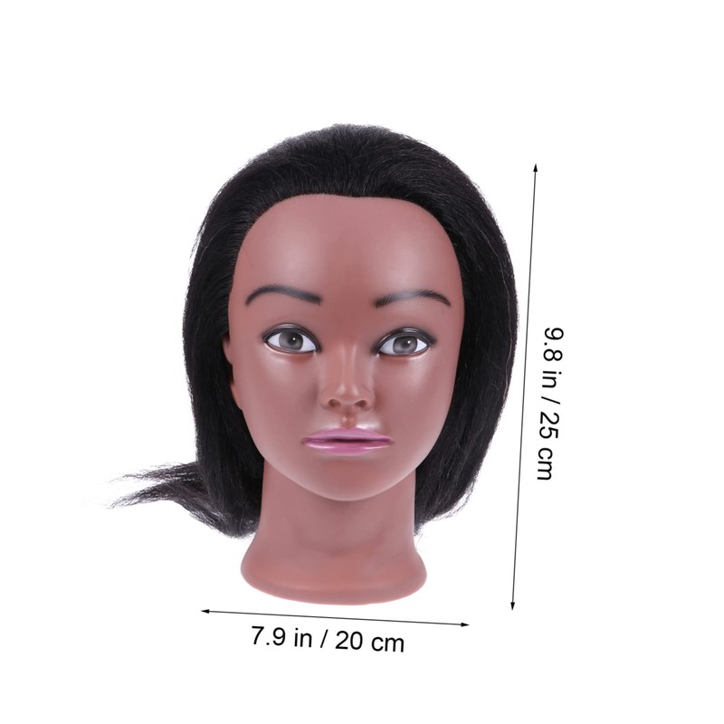 Healvian 1 Set Human Hair Braiding Mannequin Head Hair Cutting