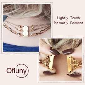 Ofiuny Necklace Separator for Layering Multi Necklace Layering Clasp Gold and Silver Magnetic Necklace Clasp for Layered Look, Necklace Connectors for Multiple Necklaces