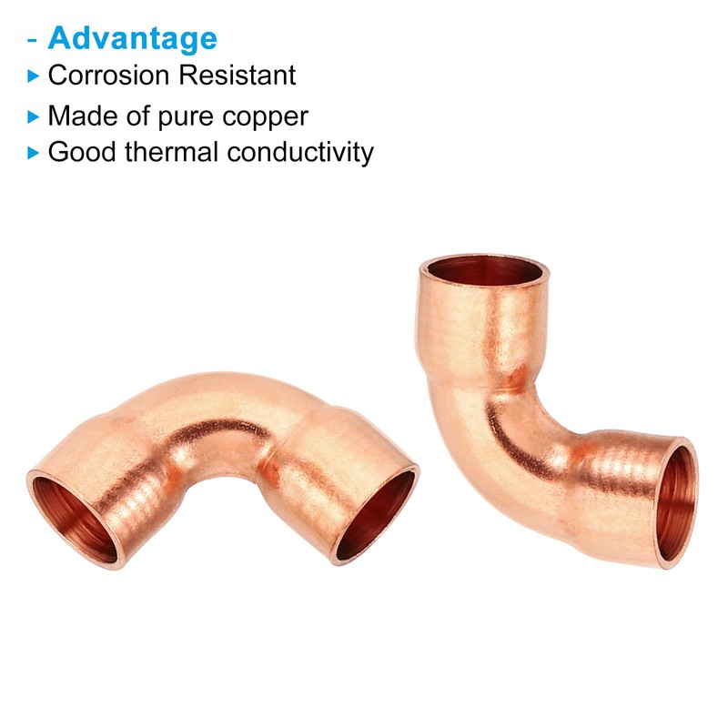 PATIKIL 5/16" ID 0.8mm Thick Elbow Copper Fitting, 12pcs 99.9%