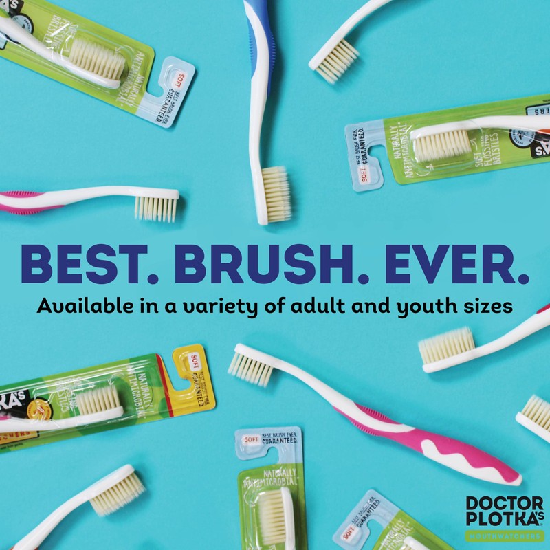 MOUTHWATCHERS Soft Flossing Manual Toothbrush for Adults, Green, Ultra Clean,
