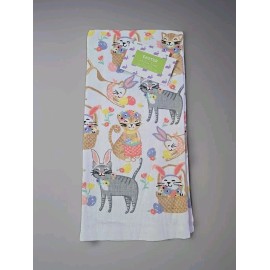 Unbranded Easter Kitty Cat Kitchen Towels Spring Easter Eggs Flowers Easter Baskets