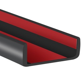 Rubber Edge Trim, Flexible Self-Adhesive U Shaped Peel and Stick Edge Banding, 2-1/2"(63.5mm) U Channel Edge Protector, Edge Guards for Woods, Furniture, 20Ft, Black Color