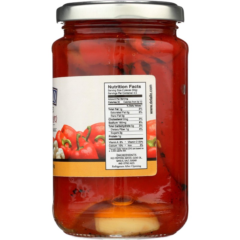 DeLallo Roasted Red Peppers w/Garlic, 12-Ounce Jars (Pack of 12)