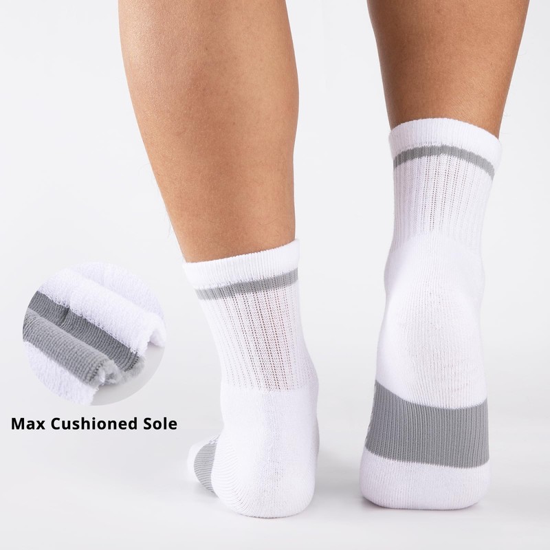 COOVAN Mens Atheltic Quarter Socks Cotton Thick Cushioned Moisture Wicking