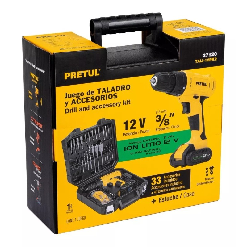 Pretul Taladro Inalámbrico Pretul TALI-12PK2 3/8 12v Acc Con Estuche