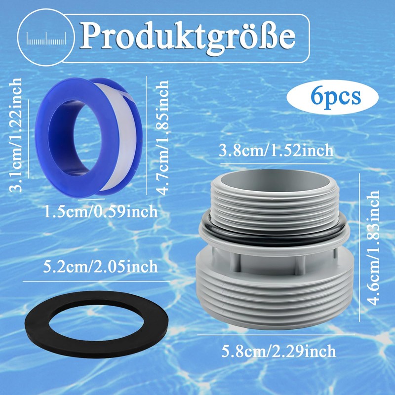 MOAZIFI Pool Connection 38 mm, Pool Hose Adapter Conversion Kit