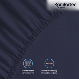Komfortec King Fitted Sheet 100% Cotton, 11 inch (30 cm) Deep Pocket - Blue