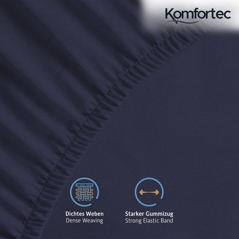 Komfortec King Fitted Sheet 100% Cotton, 11 inch (30 cm)