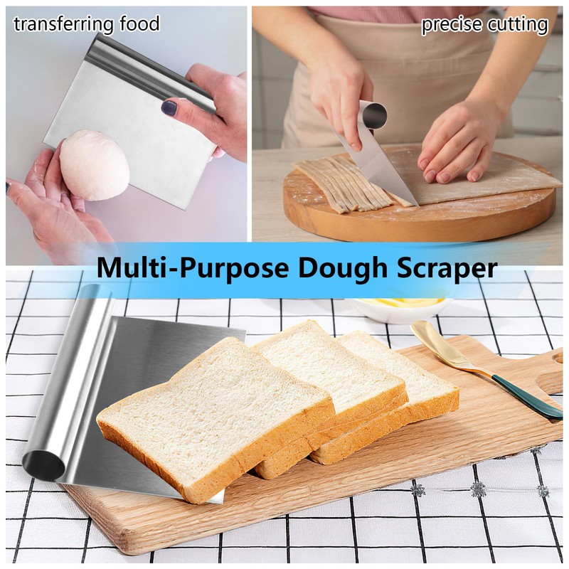 Stainless Steel Dough Scraper, 11 x 15 cm Kitchen Scraper,