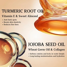 Turmeric Oil for Skin, Soft 7 Turmeric Massage Oil for Muscle Pain, Ginger Oil Relaxing, Warming, Promote Blood Circulation, Natural Nourishing for Face and Body Oil for All Skin Types 200ML