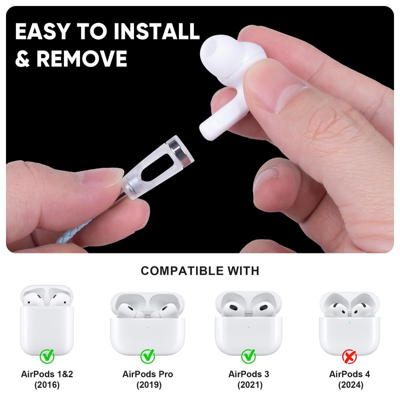Lawonda Anti-Lost Neck Strap for Airpods, PU Leather Strong Magnetic