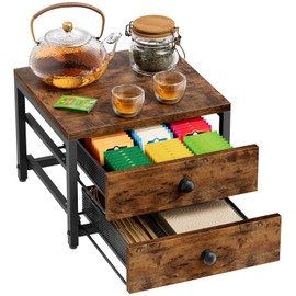 Plaviya 2-Drawer Tea Bag Organizer Box for Countertop