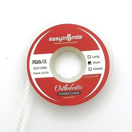 Dental Orthodontic Ultra Elastic Rubber Power Chain Braces Bands Short/Long/Close (Short, White)