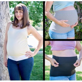Maddie Moo Belly Bands - Available in 8 Sizes and 7 Colors. Maternity & Postpartum Shirt Extender 3 Packs for All Stages of Pregnancy