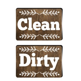 Performore Clean Dirty Magnet for Dishwasher, 3.5" X 2.4" Adhesive Metal Plate to be Used on Non Metal Surface, Reversible Double Sided Flip Indicator Kitchen Decoration