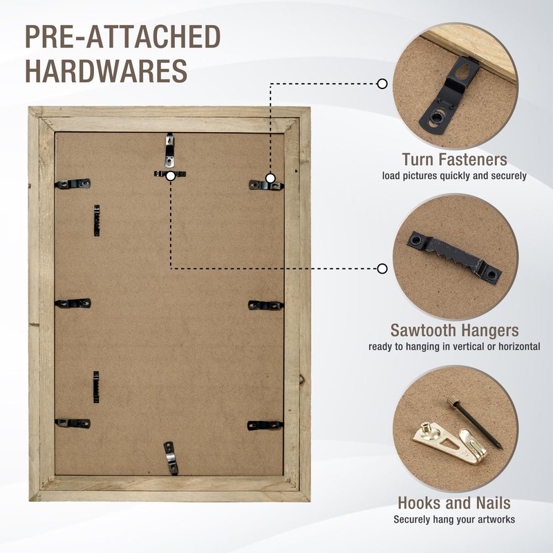 FLYJOE Rustic 11x14 Picture Frame, Reclaimed Barnwood Photo Frame with