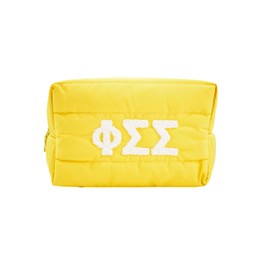 Sorority Shop Phi Sigma Sigma Makeup Bag - Puffer Style with Sorority Letters, Travel Cosmetic Bag with Zipper Closure, Perfect Phi Sigma Sigma Sorority Gifts for Women