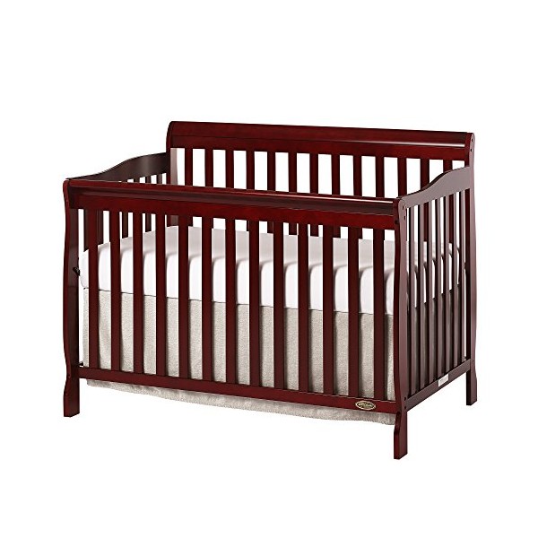 Dream On Me Ashton 5-in-1 Convertible Crib in Cherry, Greenguard Gold Certified