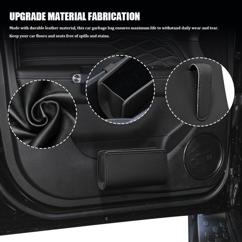 QZTYTY Car Trash Can, Leather Vehicle Trash Bin, Car Dustbin