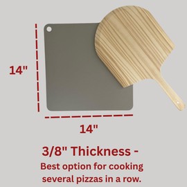 ThermiChef Steel & Peel Package - 14" by 14" Cooking Steel (3/8" Deluxe Thickness) with Pizza Peel - Made in the USA
