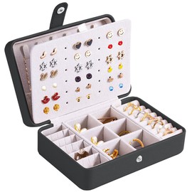 QBestry Small Jewelry Box for Earrings, Travel Earring Organizer for Girls Earring Box Travel Earring Case Organizer Black Travel Jewelry Boxes for Women Small Earring Holder Organizer Box for Girls