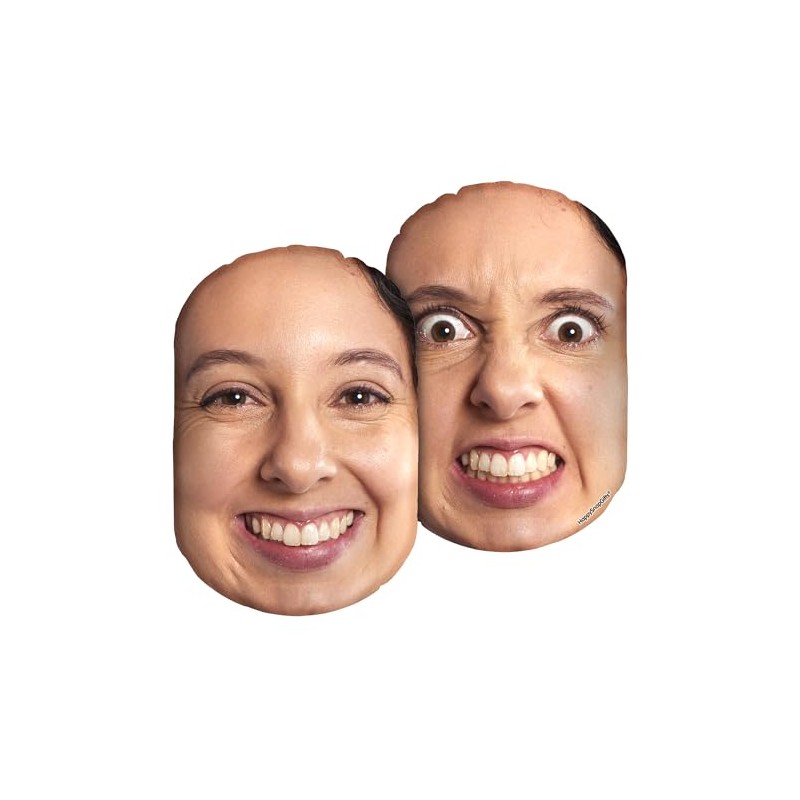 HappySnapGifts Two-Faced Face Cushion (20cm) - Soft Velvet Polyester Fabric
