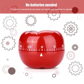 Kitchen Timer, Tomato Shaped Mechanical 60 Minutes, Countdown Timer Kitchen Cooking & Baking Helper for Cooking Kitchen (Small 6.3 * 4.5cm)