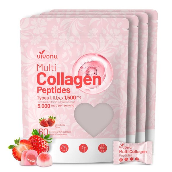 Multi Collagen Peptides Gummies for Women & Men Sugar-Free, Multi