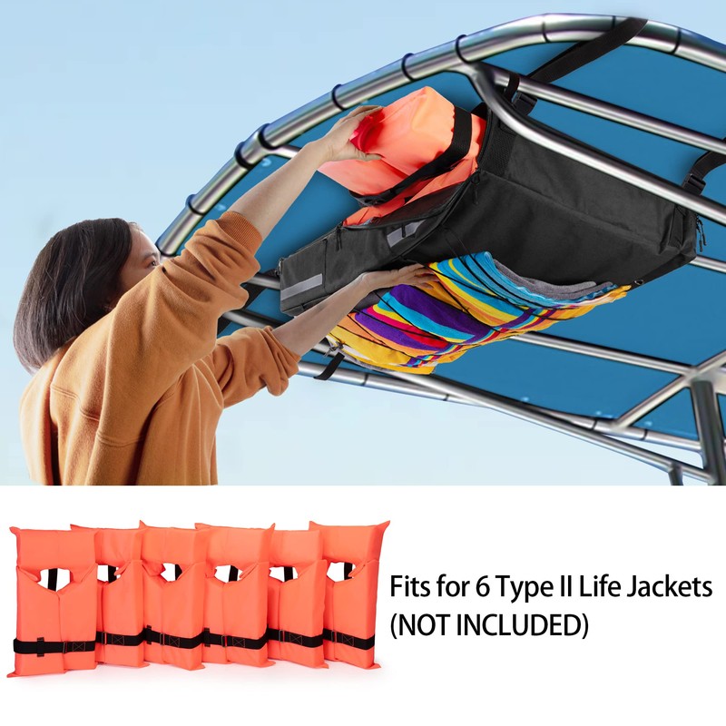 Fasrom T-top Storage Bag for Boat Life Jackets, Holds up