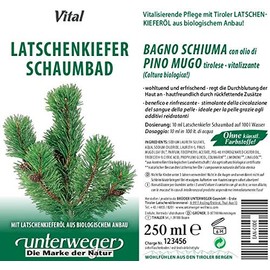 Unterweger Organic Mountain Pine Foam Bath 250 ml Made from Genuine Tyrolean Mountain Pine Oil - Refreshing Bathing Experience with Vitamins (AT-BIO-301)