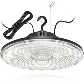 NUOGUAN 200W UFO LED High Bay Light 30000lm, UL DLC Listed, 5000K Led Shop Light, 0-10V Dimmable, IP65 Waterproof Commercial Bay Lighting for Workshop/Garage/Factory, AC100-277V