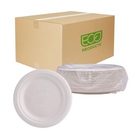 ECO PRODUCTS Compostable Vanguard 7" Paper Plates, Case of 1000, Disposable White Molded Fiber, Round, Tree-Free, Stronger Than Paper & Styrofoam, No-Added PFAS, ASTM Compliant, BPI-Certified