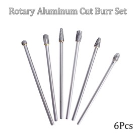 kimllier 6Pcs 10mm Rotary Aluminum Cut Burr Set 6mm 1/4 Inch Head 150mm Carbide Bit Fit for Woodworking, Drilling, Metal Carving, Engraving, Polishing