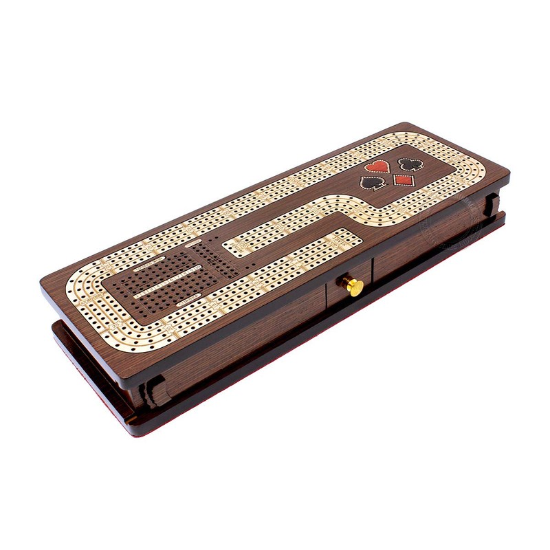 House of Cribbage - Continuous Cribbage Board/Box Inlaid in Wenge