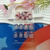 4th of July Press on Nails Short Square Fake Nails