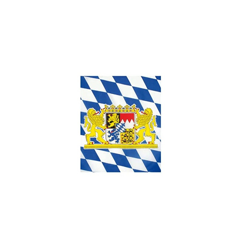 KarnevalsTeufel.de Bavaria Flag Blue/White with Bavarian Crest Decoration for Folk
