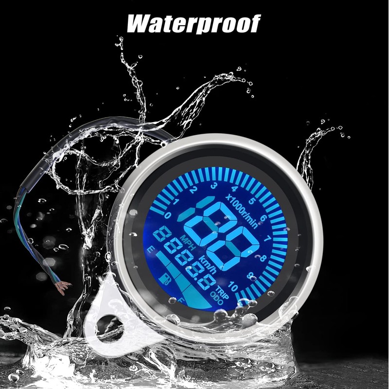KAOLALI Motorcycle LCD Digital Speedometer Tachometer LED Speed Gauge Oil