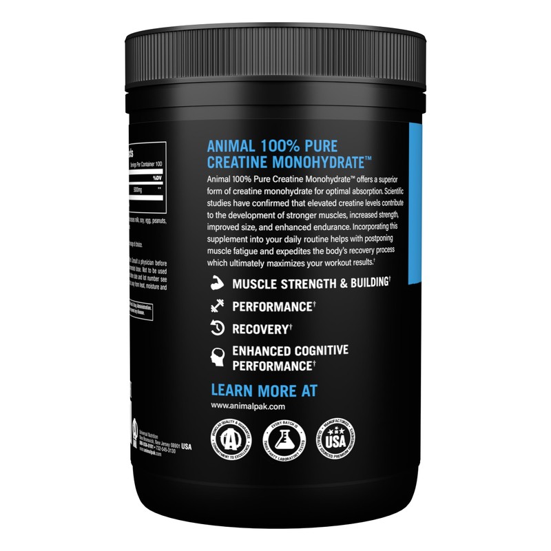 Animal Micronized Creatine, Monohydrate Powder, Unflavored, 1.1 lb (500 g)