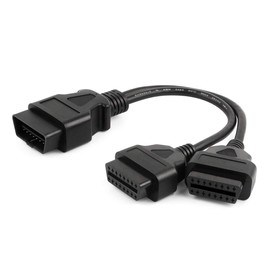 Outzone OBDII Extension Cable 16 Pin Splitter Y Cable 30cm/11.8inches Male to Dual Female Cord Compatible for all OBD2 Vehicles