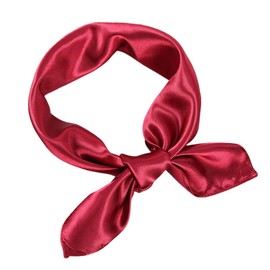 Women's Faux Silk Scarf, Lightweight Silk Scarf, Plain Soft Faux Silk Scarf, Elegant Scarf, Women's Scarf Bandana, 60 cm x 60 cm, Fashion Coordinate, Gift for Women, Maroon Red