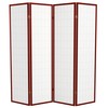 Red Lantern 6 ft. Tall Window Pane Shoji Screen-Rosewood-4 Panels