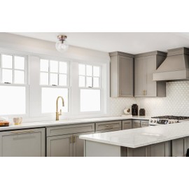 Canarm Camilo IFM1029A08GD-CL Flush Mount - Gold Finish, 1-Light, Clear Glass, 60W Type A15, 8" W x 9.5" H, Sleek Design for Hallways, Bedrooms