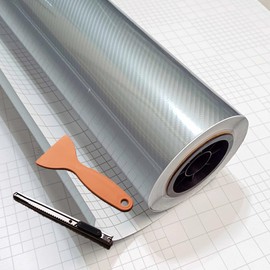 DIYAH 6D High Gloss Silver Carbon Fiber Vinyl Bubble Free Air Release Car Wrap Film Automotive DIY Decals with Hand Tools (84" X 60" / 7FT X 5FT)