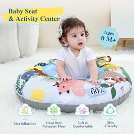 Lovvie & Joy 3-in-1 Baby Seat & Tummy Time & Play Activity Center Ring,Soft Infant Seats for Sitting Up Chair 0-12 Months Babies with Toys for Early Sensory Exploration and Motor Skill Development