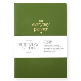 The Everyday Planner Notebook - Task Tracker, Daily & Weekly Planner, Life To Do List Notebook for Work, Productivity, Travel, A5 Notebook with Goals, Gratitude & Self Care Sections - Olive Green