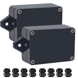Otdorpatio Junction Box IP65 Waterproof ABS Plastic Electrical Project Case Power Junction Boxes, Project Box with Fixed Ear Black 3.3 x 2.3 x 1.3Inch (83 x 58 x 33mm)