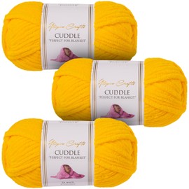 Utopia Crafts Cuddle Super Chunky Chenille Soft Yarn for Knitting and Crochet 3 x 100g (Gold Drops)